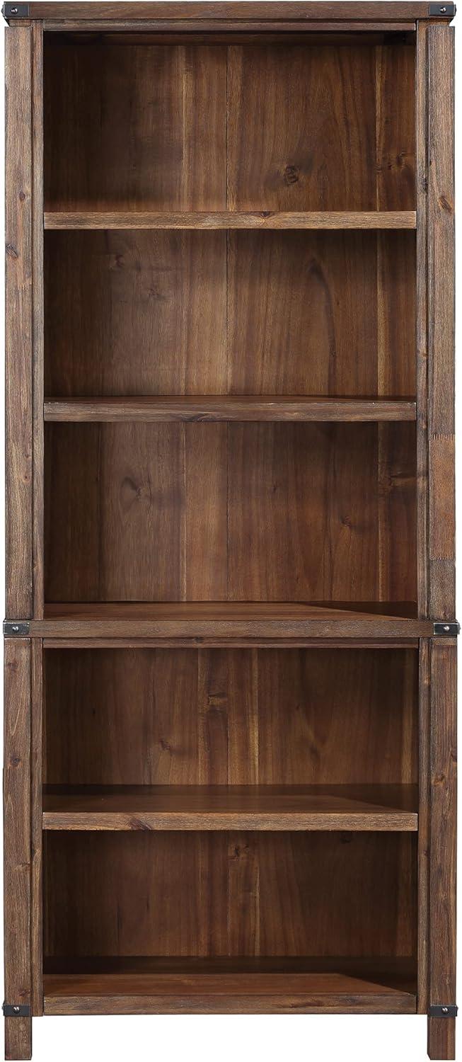 Baton Rouge 72" Bookcase in Brushed Walnut Finish in Engineered Wood