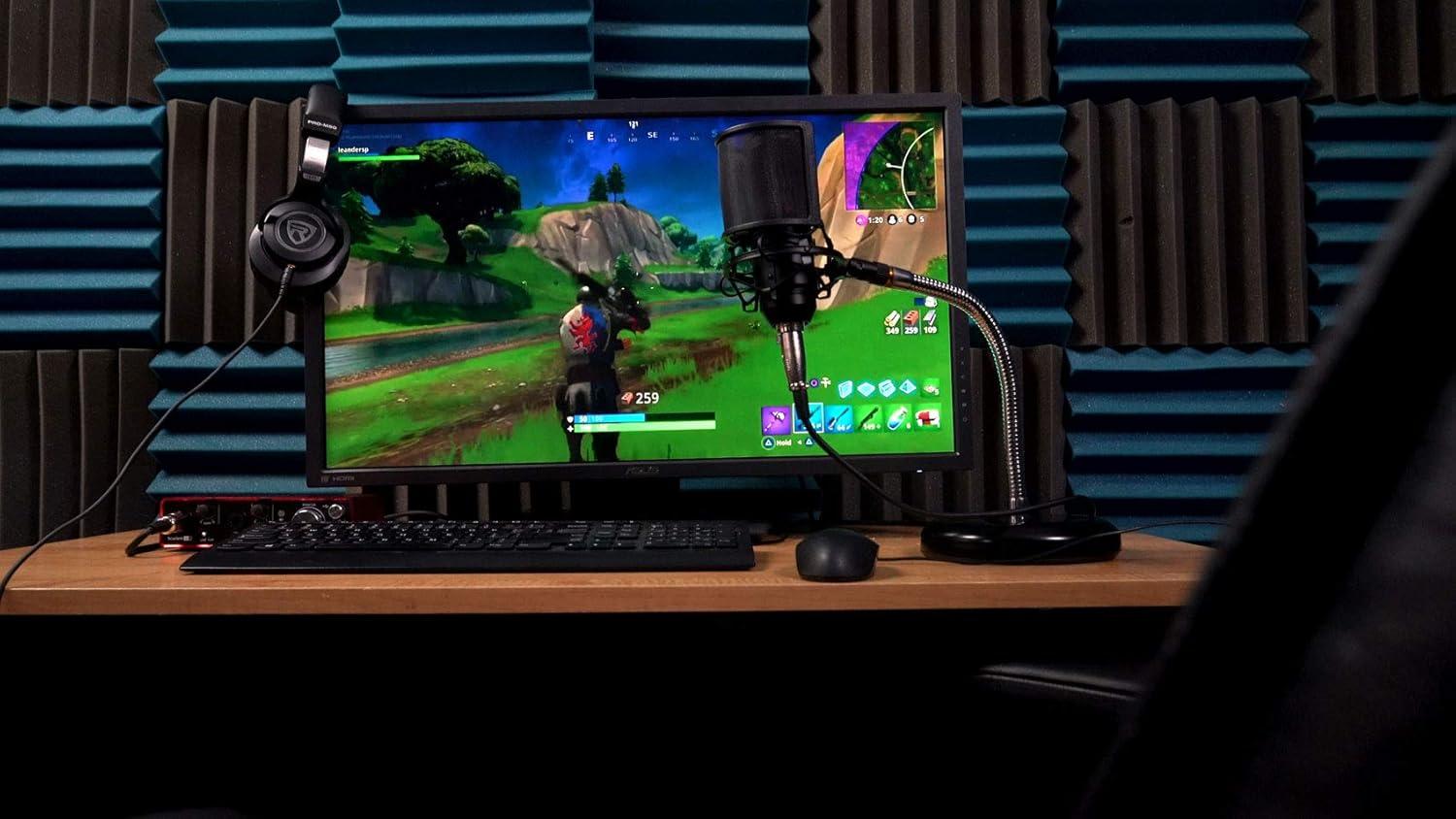 Rockville RDMS6 Studio Desktop Mic Stand w 11.8" Gooseneck+Round Weighted Base