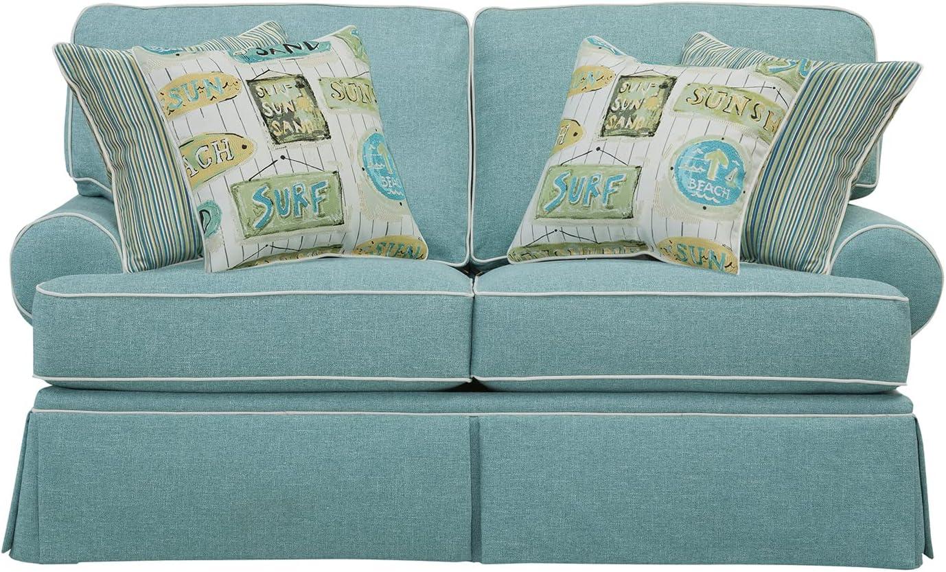 American Furniture Classics Model 8-020-S275A Coastal Aqua Series Loveseat with Four Accent Pillows