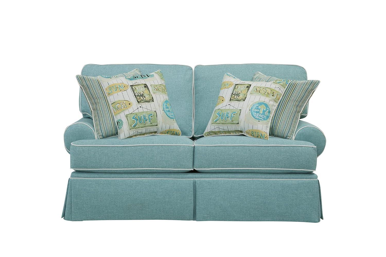 American Furniture Classics Model 8-020-S275A Coastal Aqua Series Loveseat with Four Accent Pillows