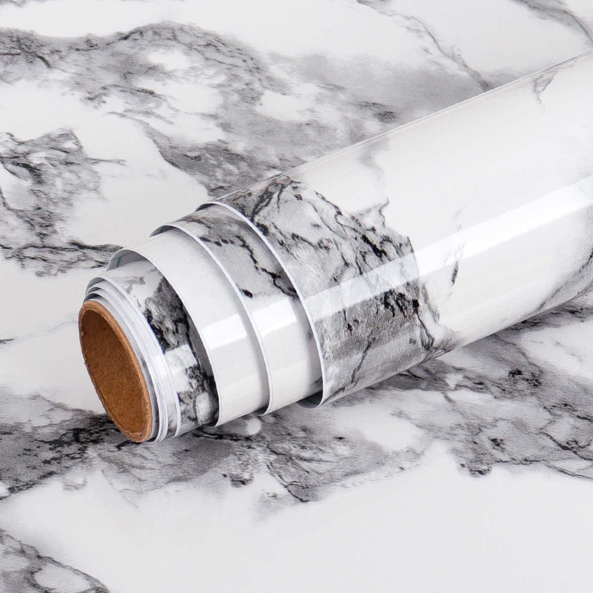 Livelynine Marble Wall Paper Kitchen Countertop Peel and Stick Wallpaper Marble Paper Self Adhesive Vinyl Roll for Bathroom Counter Dining Table Desk Furniture Renovations 16x80 Inch