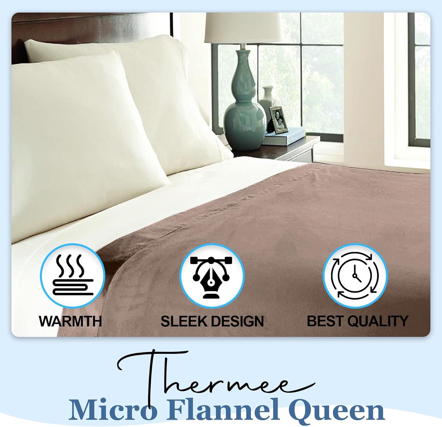 Thermee Micro Flannel Full/Queen Size Blankets, Lightweight All Seasons Cozy Blanket, Throw Blankets for Home and Living Room, Comfy & Soft Blanket for Couch, Machine Wash, No Pilling - Acorn