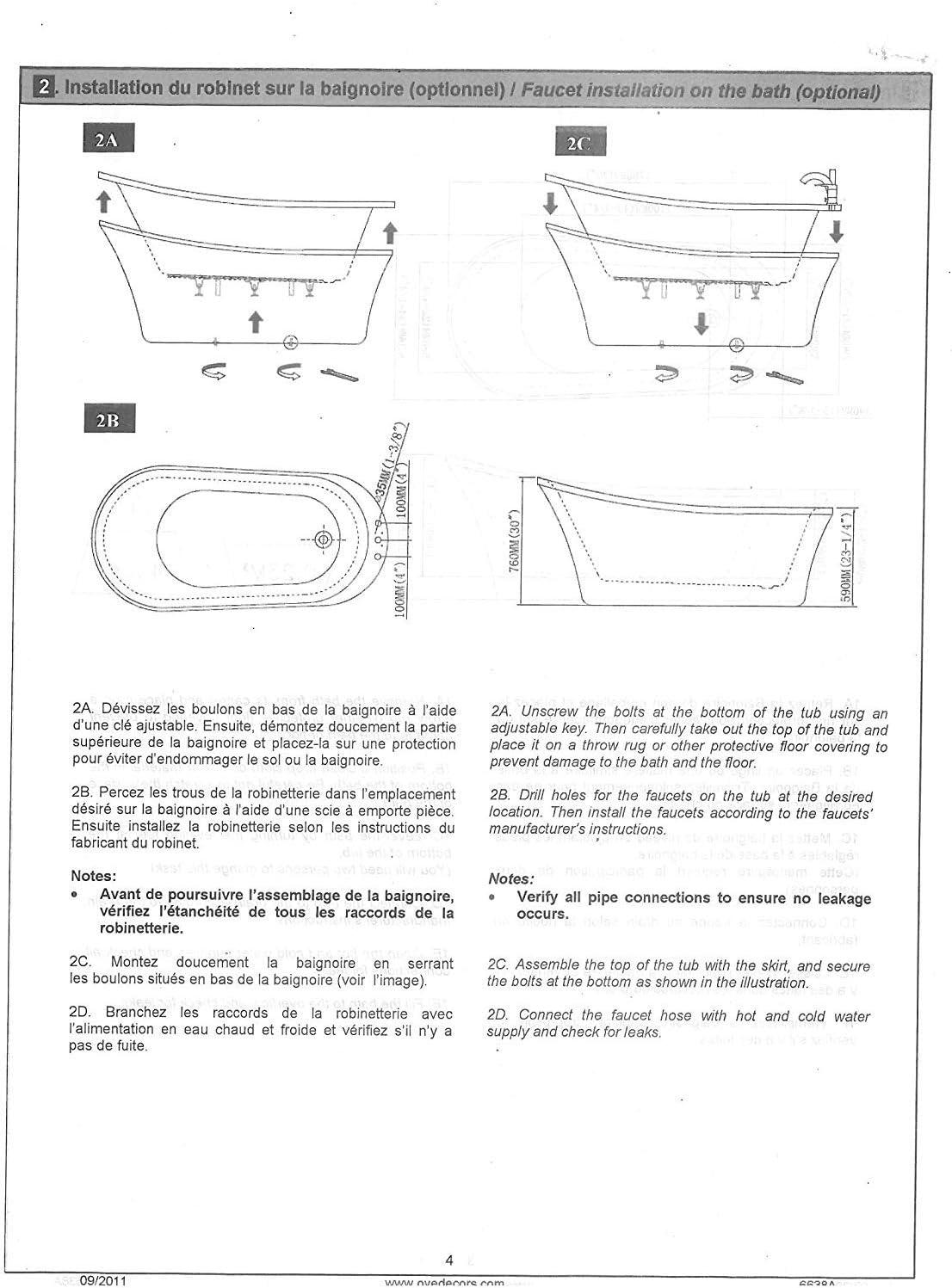 Ove Decors Skylar 70 in White Acrylic Freestanding Slipper Bathtub