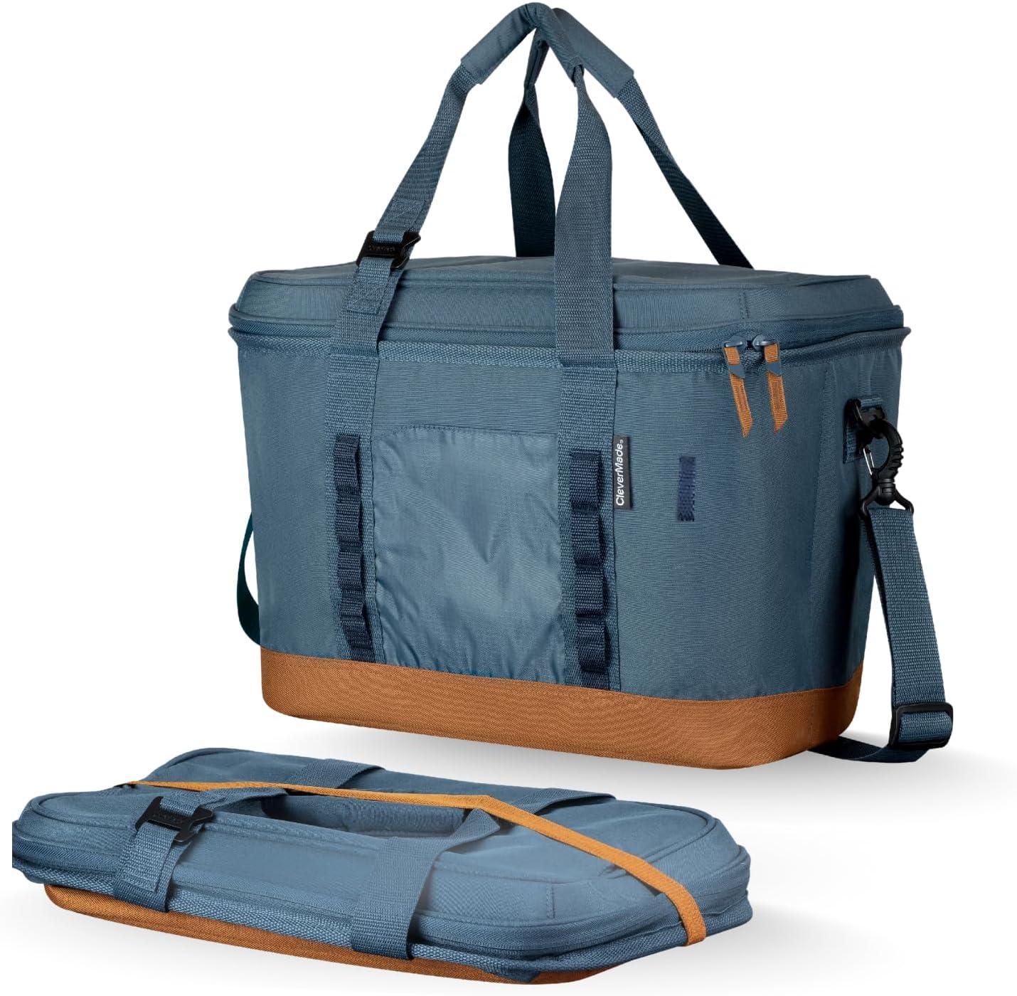 Rebrilliant Collapsible Insulated Cooler Bag – 50 Can Leakproof Soft Cooler For Beach, Travel, Car – Shoulder Strap, Bottle Opener (Ocean)