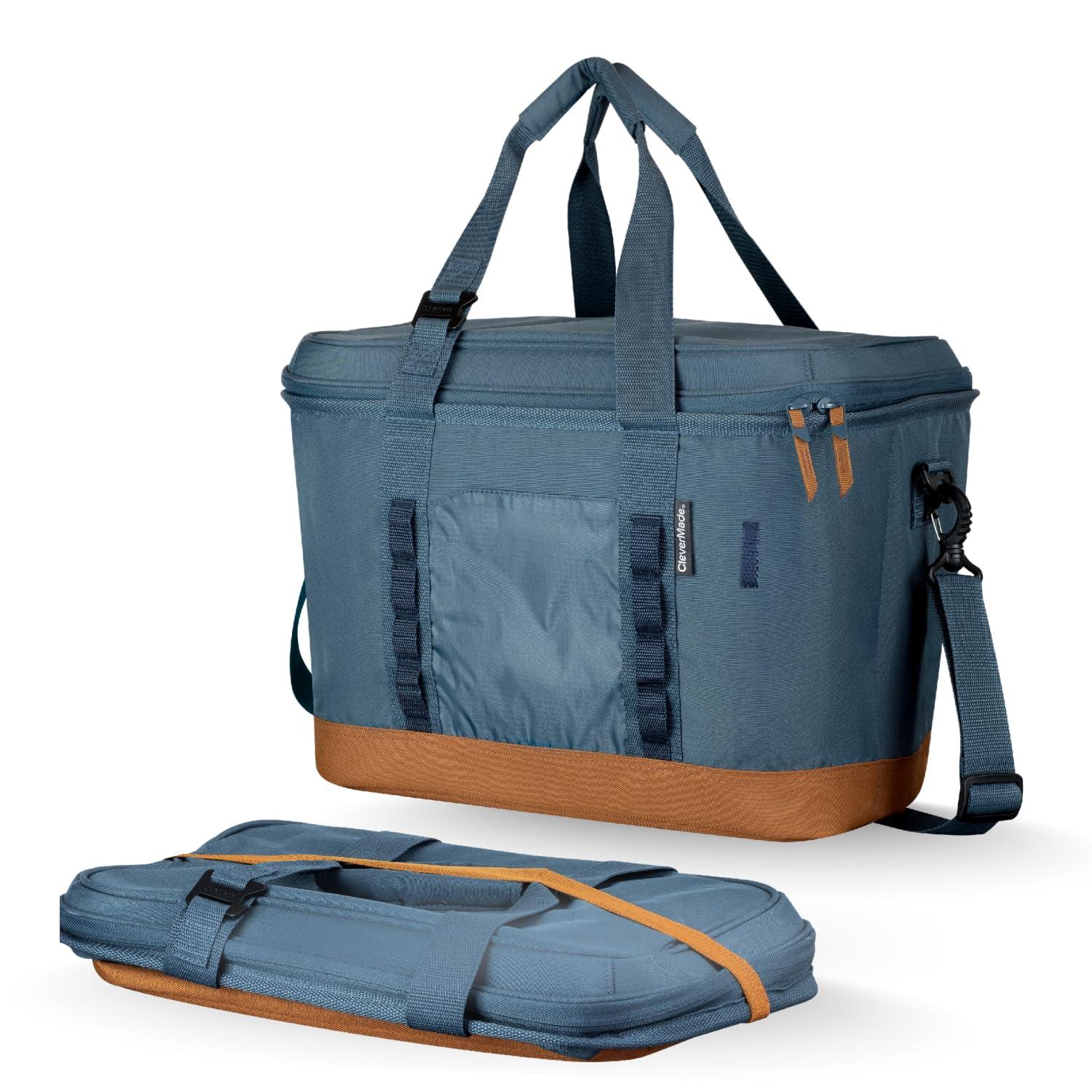 Rebrilliant Collapsible Insulated Cooler Bag – 50 Can Leakproof Soft Cooler For Beach, Travel, Car – Shoulder Strap, Bottle Opener (Ocean)