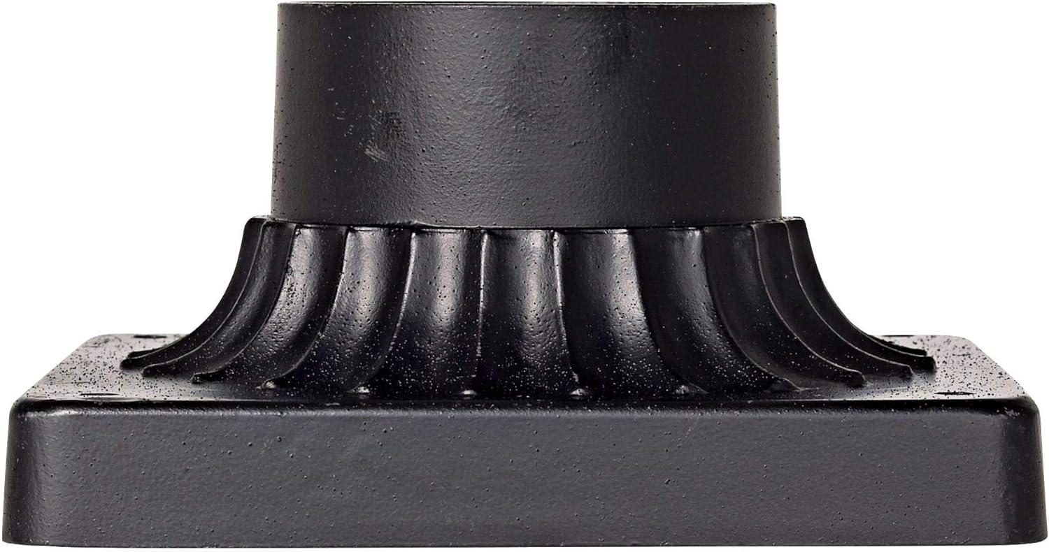 John Timberland Rustic Industrial Outdoor Post Light Mount Adapter Texturized Black Aluminum Fluted Base 5 3/4" for Exterior Barn Deck House Pantio