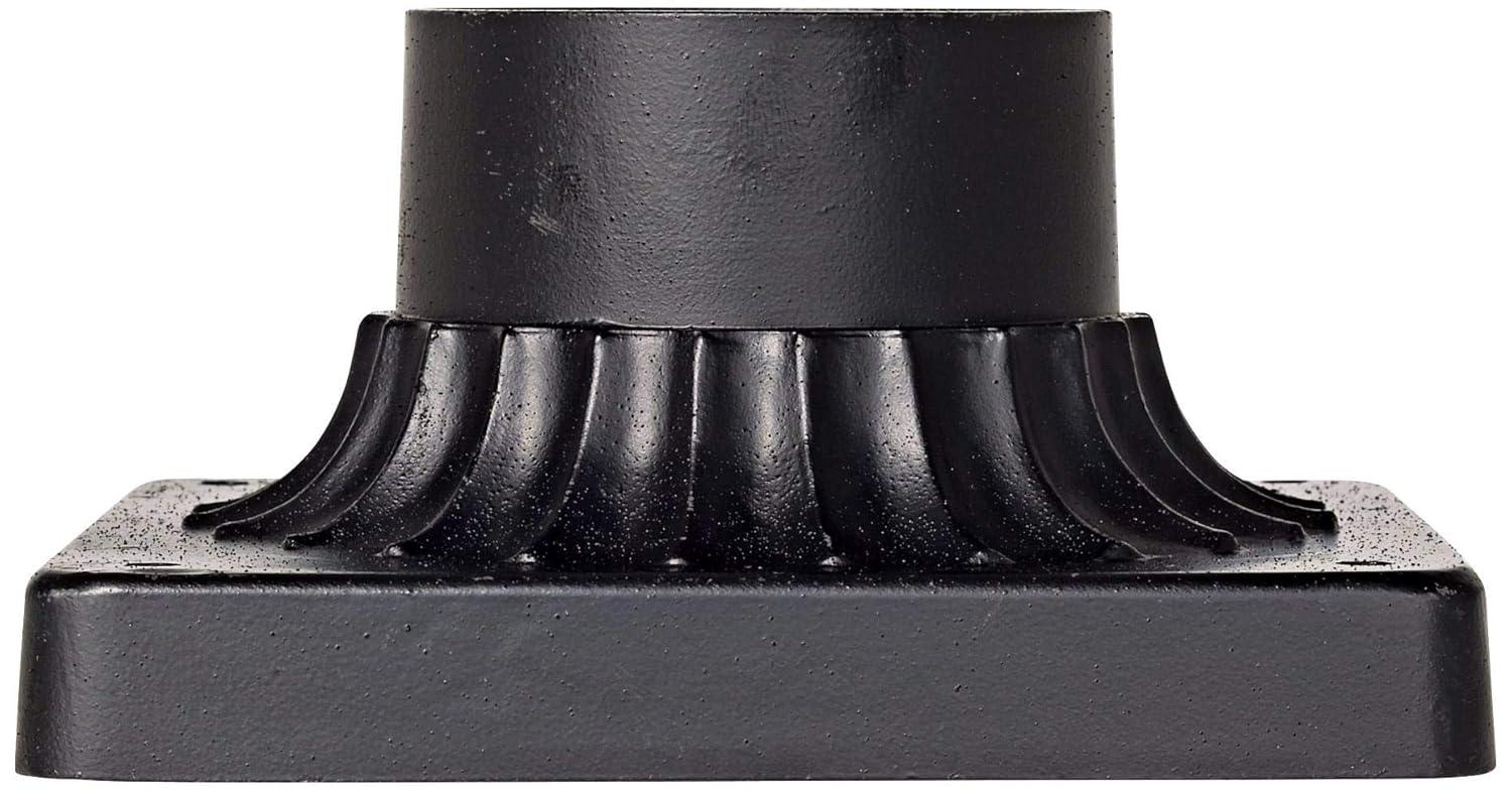John Timberland Rustic Industrial Outdoor Post Light Mount Adapter Texturized Black Aluminum Fluted Base 5 3/4" for Exterior Barn Deck House Pantio