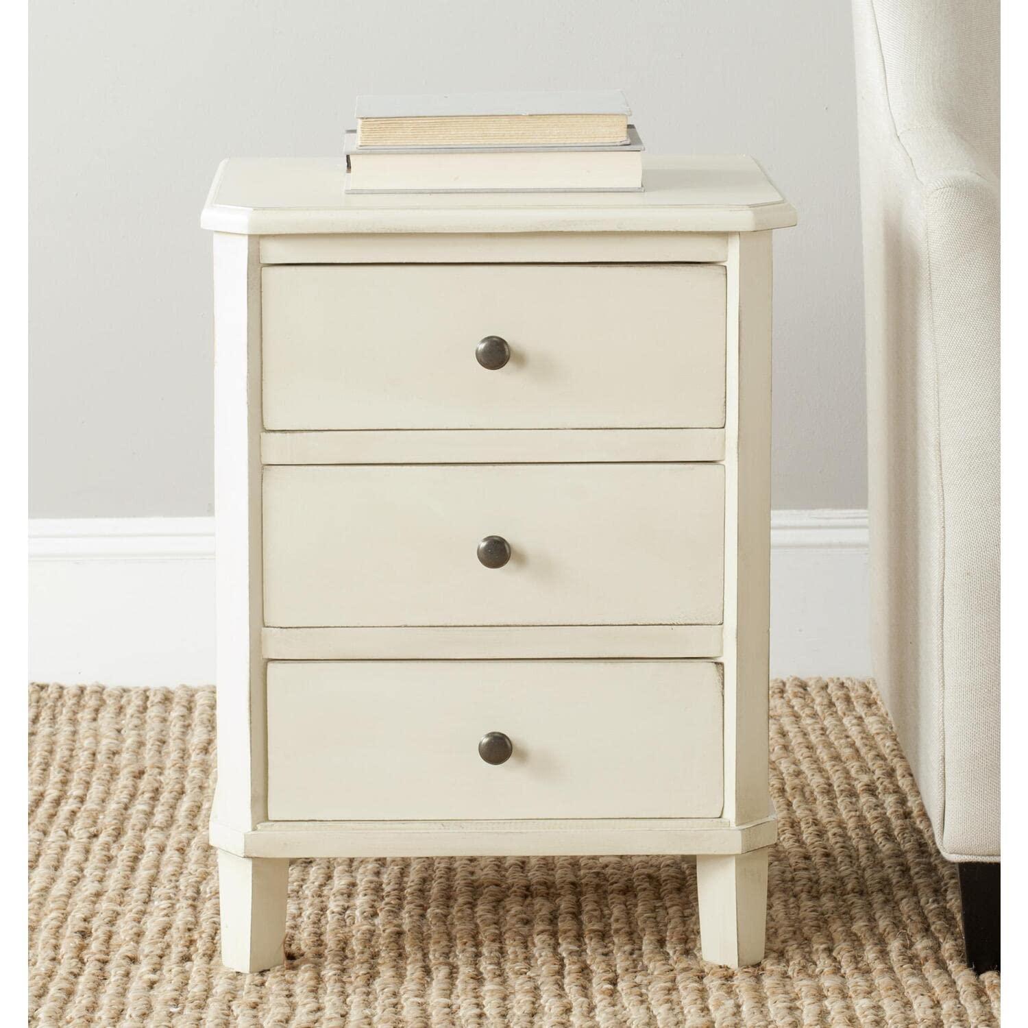 Wildon Home® 25'' H Joe Pine End Table - 3 Drawer Nightstand with Silver Pulls, Stylish Farmhouse Bedroom Storage