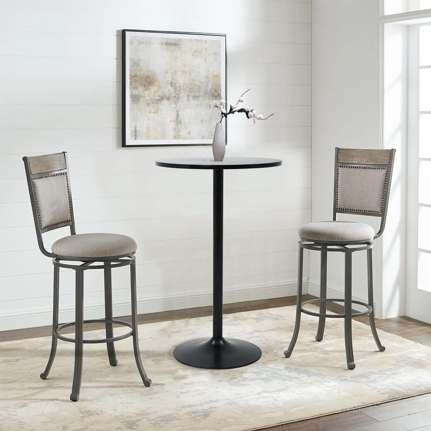 FDW Modern Round Pub Hydraulic Dining Room Home Kitchen Bar Top Tall Table, Black