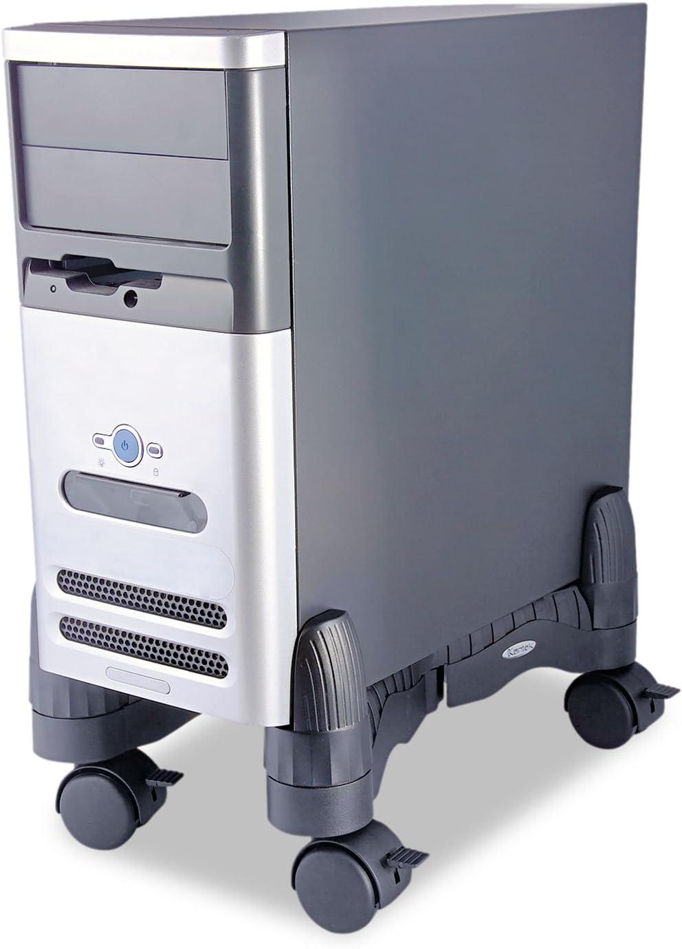 Kantek Mobile Computer CPU Stand, with Adjustable Width and Locking Casters, Black