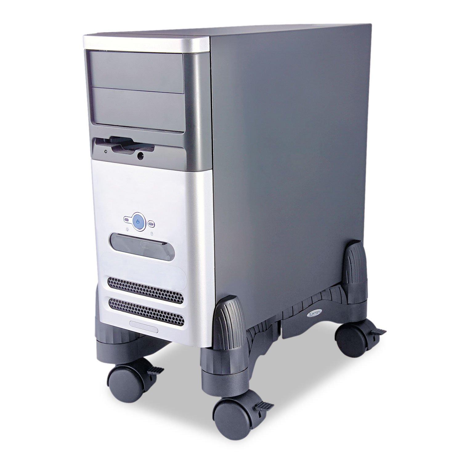Kantek Mobile Computer CPU Stand, with Adjustable Width and Locking Casters, Black