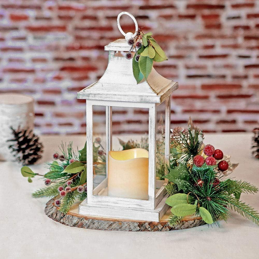 LED Decorative Lanterns - Set of 6 - Kate Aspen Vintage Rustic Home Dcor Lantern Tabel Centerpiece for Wedding, Bridal Shower, Anniversary Party - White/Ivory