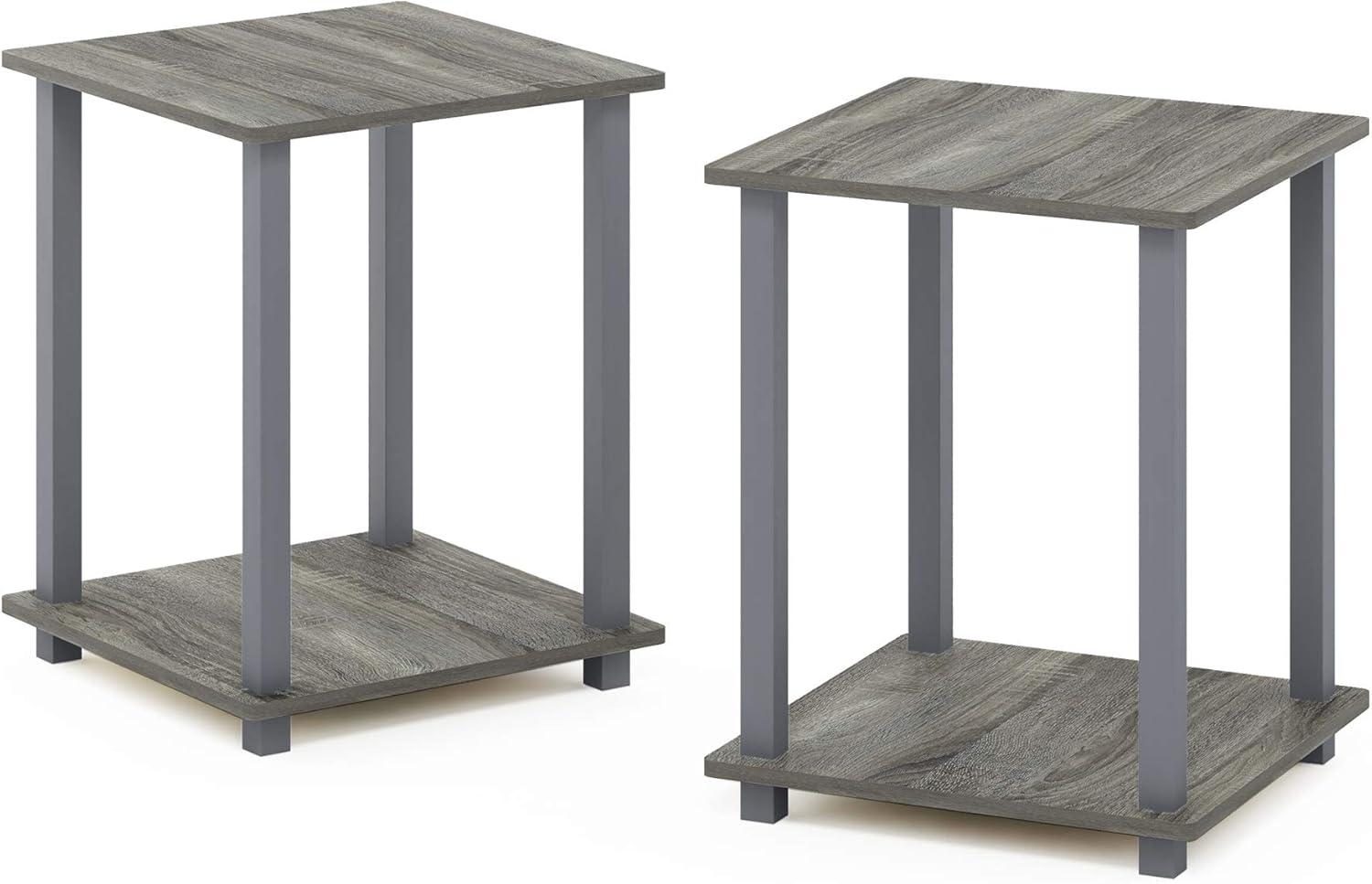 Simplistic End Table, French Oak Grey - 19.6 x 15.6 x 15.6 in. - Set of 2