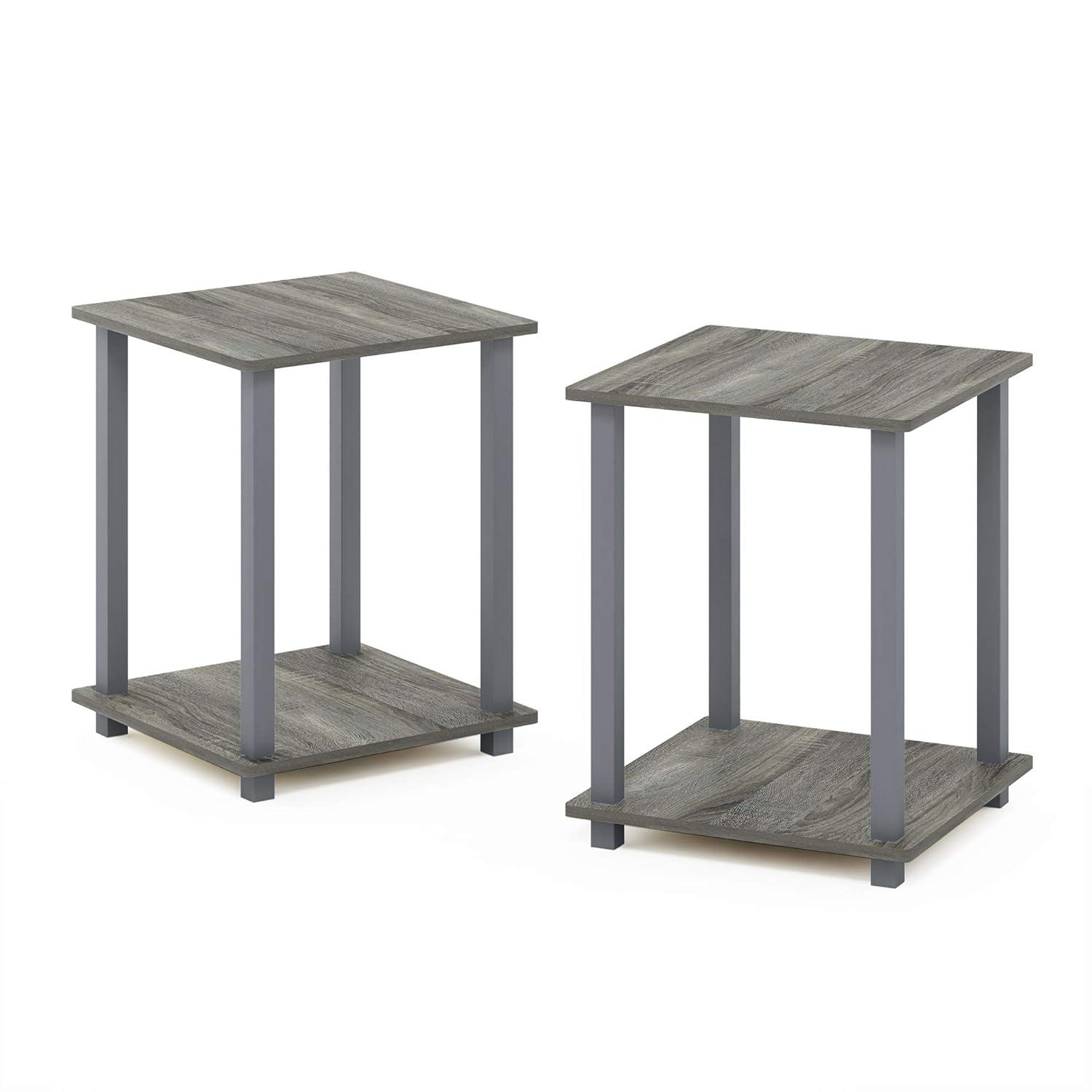 Simplistic End Table, French Oak Grey - 19.6 x 15.6 x 15.6 in. - Set of 2