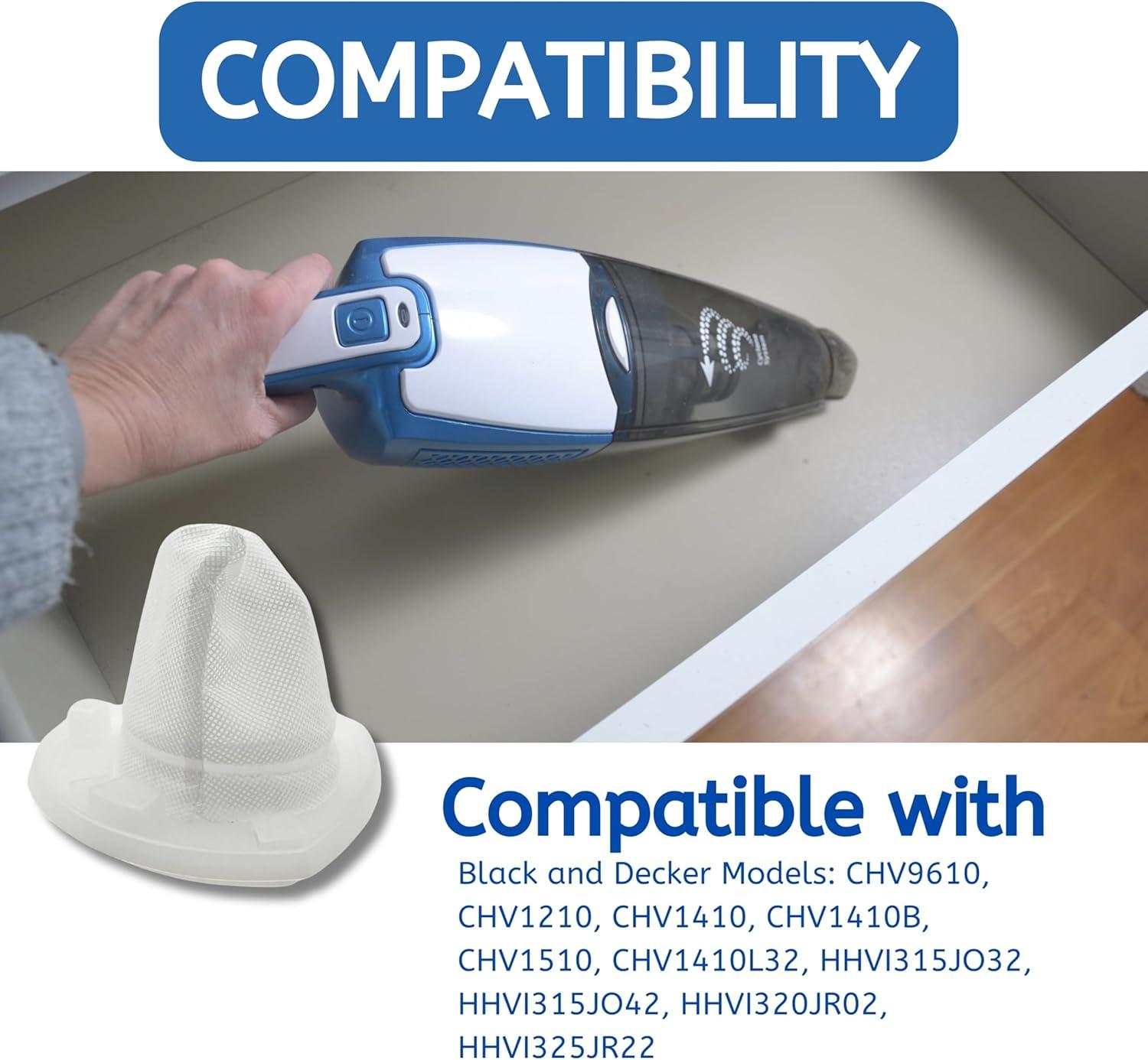 Nispira VF110 Vacuum Cleaner Replacement Filter For BLACK+DECKER Handheld Vacuum, Fit Models CHV9610, CHV1210, CHV1410, CHV1410B, CHV1510, HHVI315JO42, HHVI320JR02, HHVI325JR22, 3 Pack