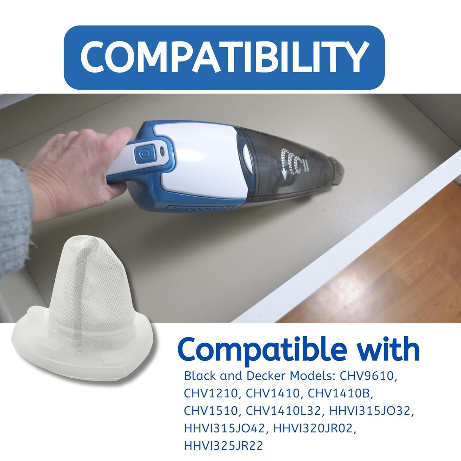 Nispira VF110 Vacuum Cleaner Replacement Filter For BLACK+DECKER Handheld Vacuum, Fit Models CHV9610, CHV1210, CHV1410, CHV1410B, CHV1510, HHVI315JO42, HHVI320JR02, HHVI325JR22, 3 Pack