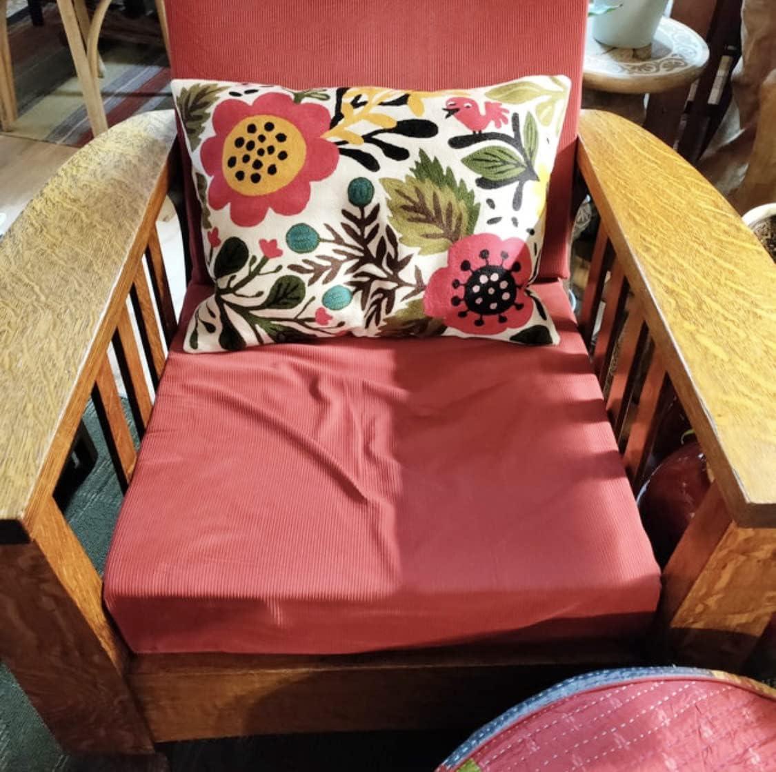 Hand Embroidered Floral Cotton Lumbar Throw Pillow