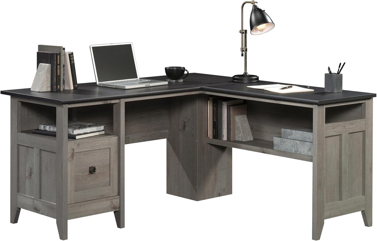 Sauder August Hill L-Shaped Computer Desk, Mystic Oak Finish