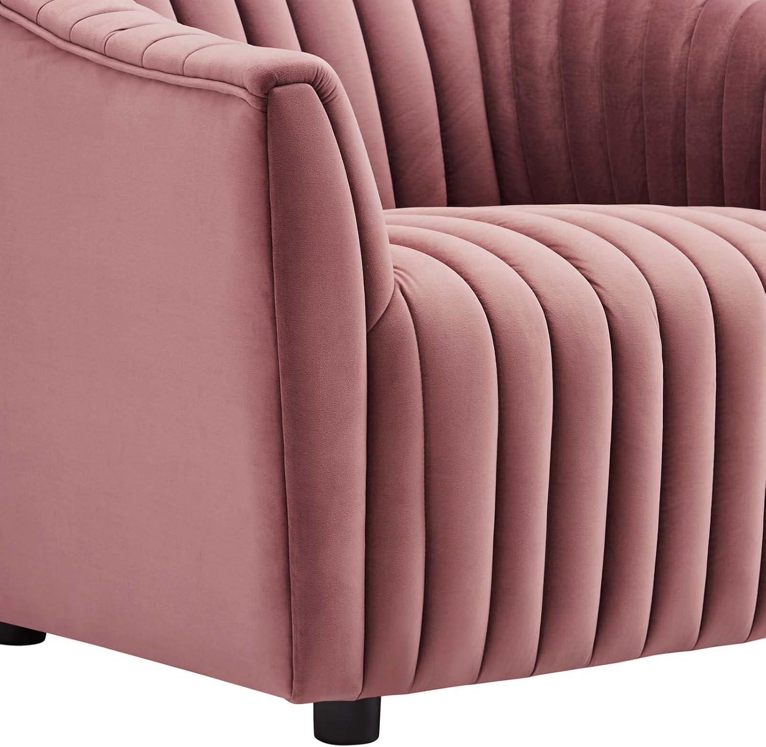 Modway Announce Modern Performance Velvet Tufted Armchair in Dusty Rose Pink
