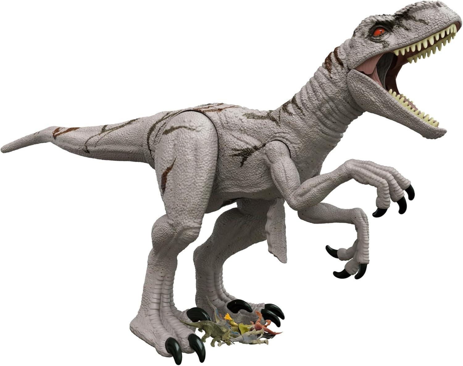 Mattel Jurassic World Super Colossal Atrociraptor Action Figure, 3-ft Long Dinosaur Toy with Eating Feature