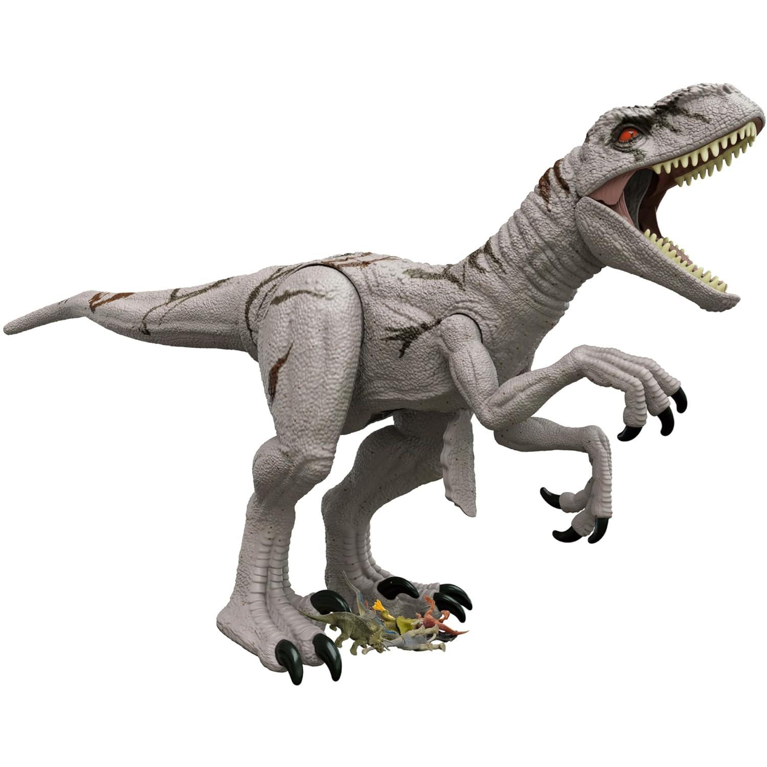Mattel Jurassic World Super Colossal Atrociraptor Action Figure, 3-ft Long Dinosaur Toy with Eating Feature