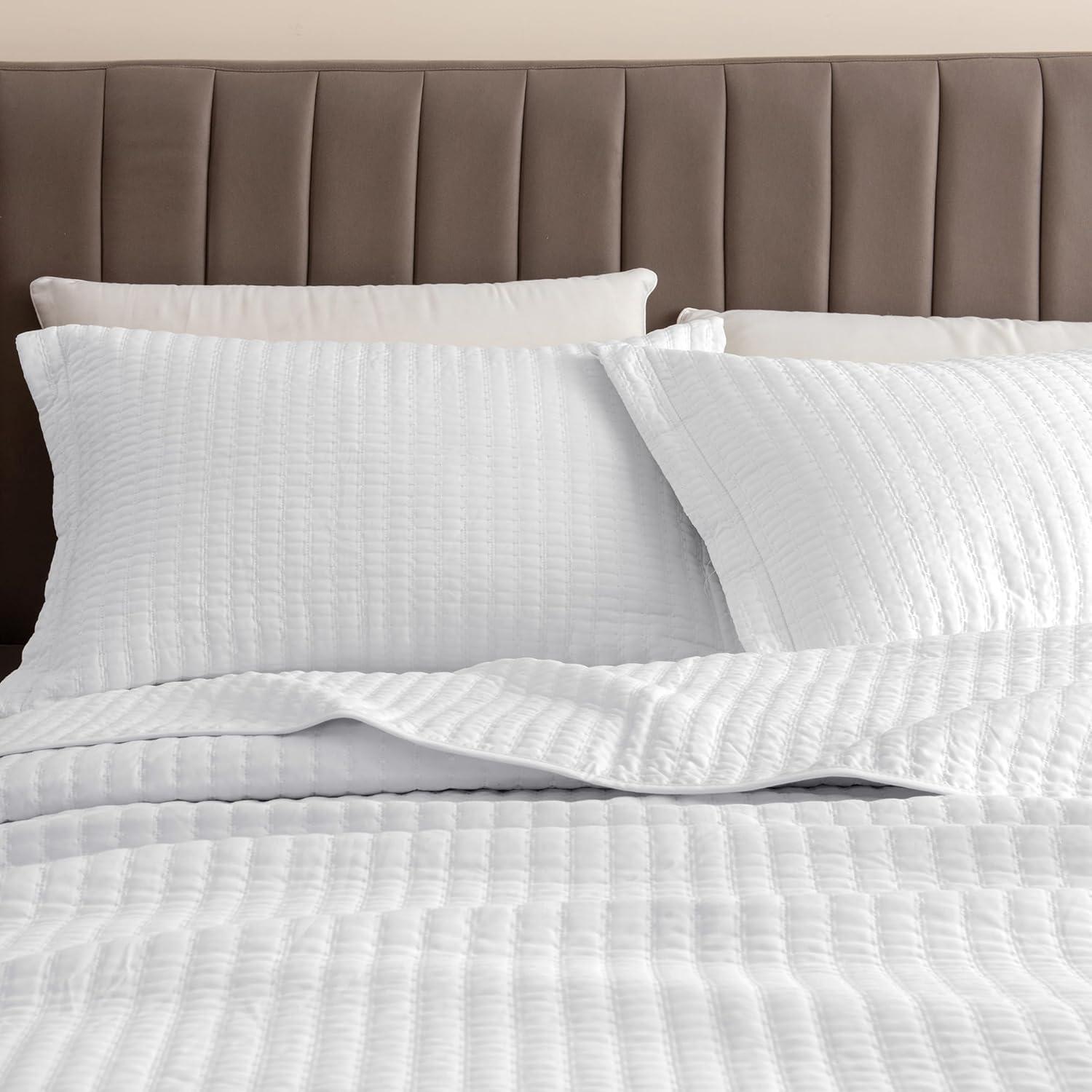 FreshFolds Modern & Contemporary Stripe Stitched Quilt Set with Shams