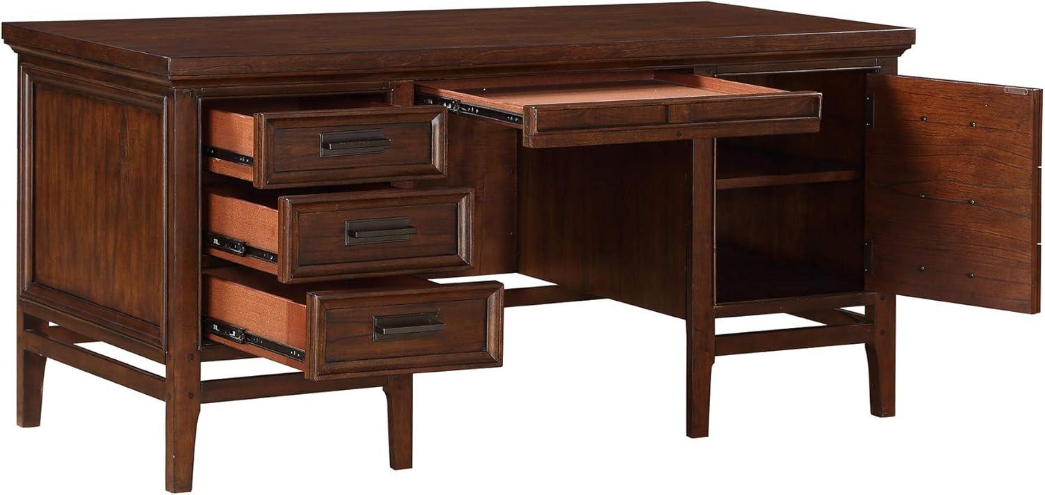 Lexicon Frazier Park Wood Executive Desk in Brown Cherry