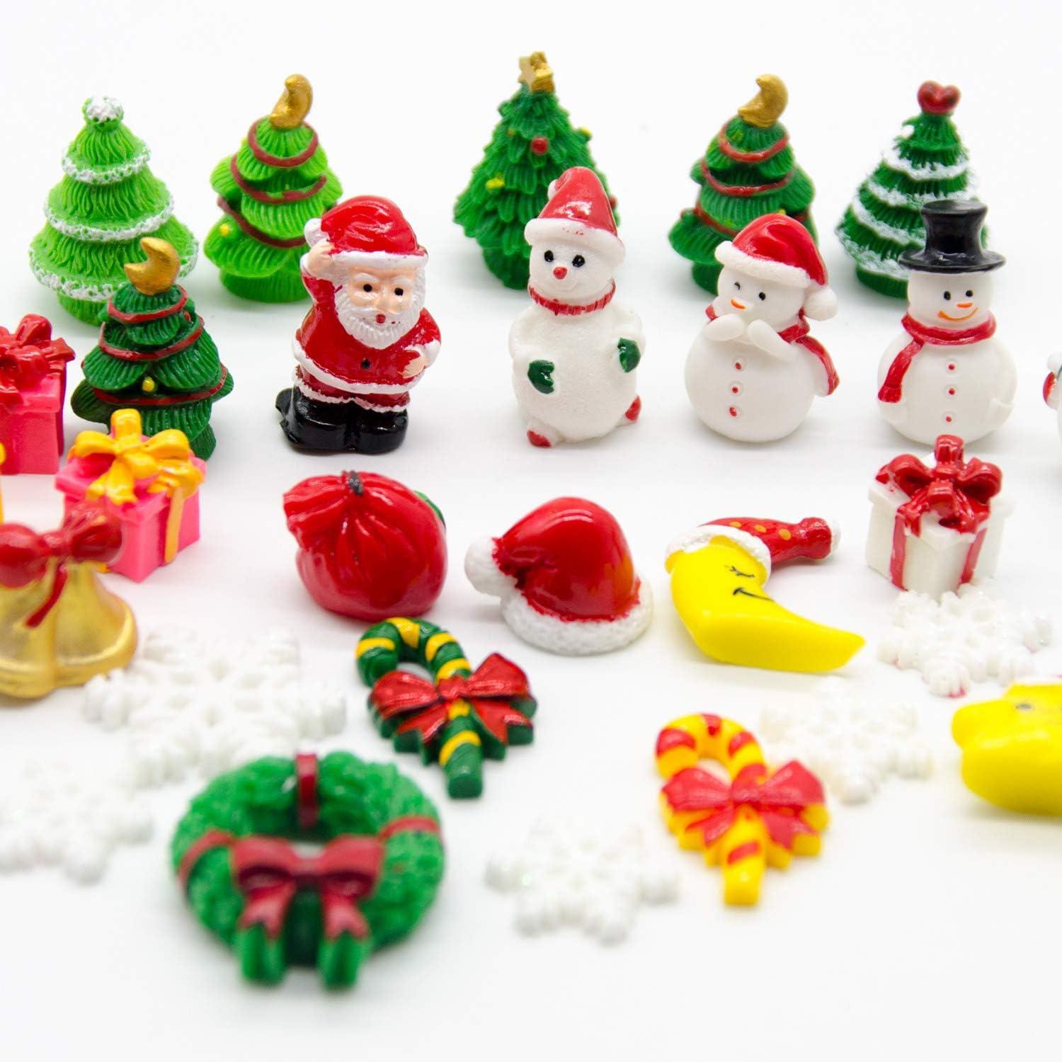 37 Pcs Mini Resin Christmas Ornaments - Mini Christmas Theme Resin Miniature Pendant Decoration DIY Kit