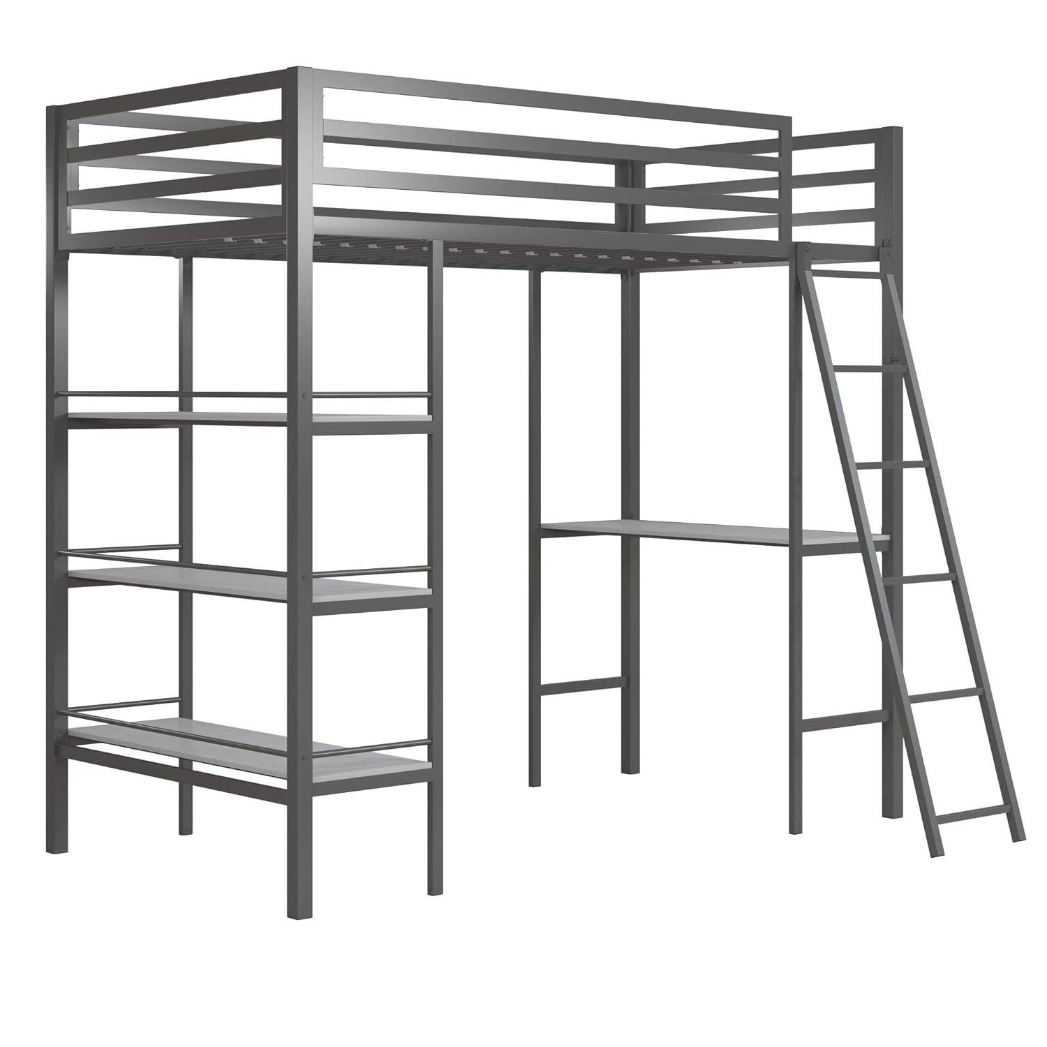 Max & Finn Nova Twin Metal Platform Loft Bed with Built-in-Desk