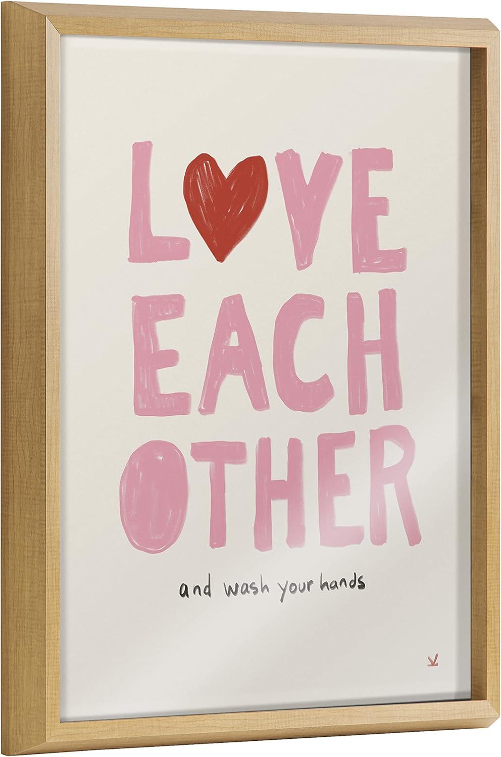 16" x 20" Blake Love Each Other by Kelly Knaga Framed Printed Glass Natural - Kate & Laurel All Things Decor