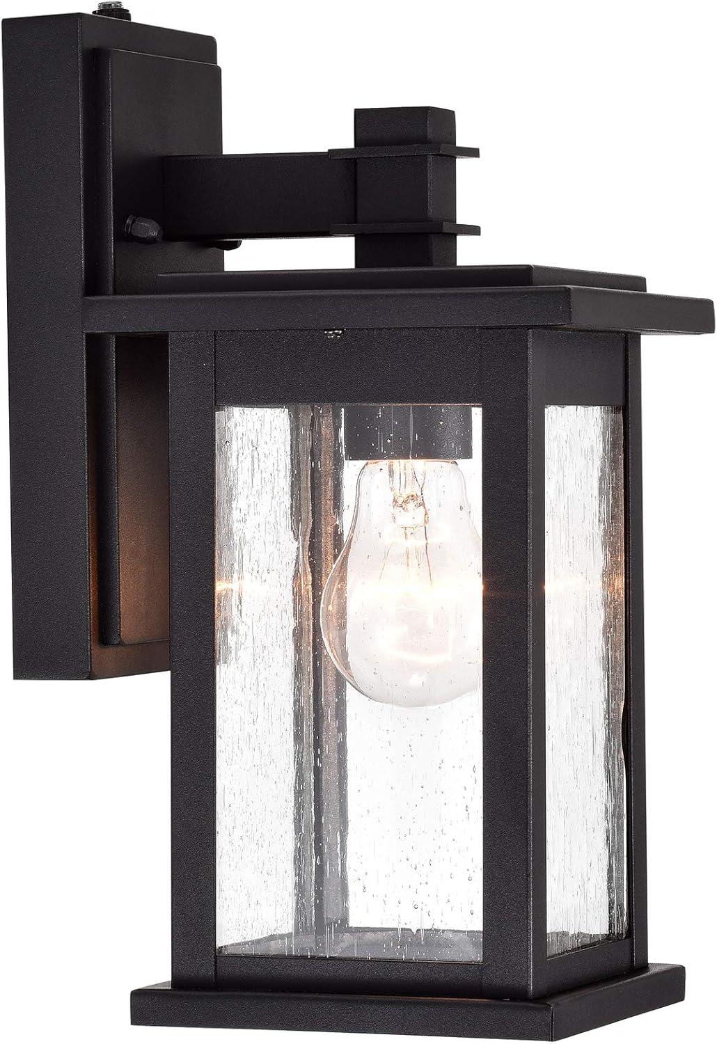 Dusk to Dawn 1 Light Outdoor Wall Lantern 12 Inch Matte Black Black Matte