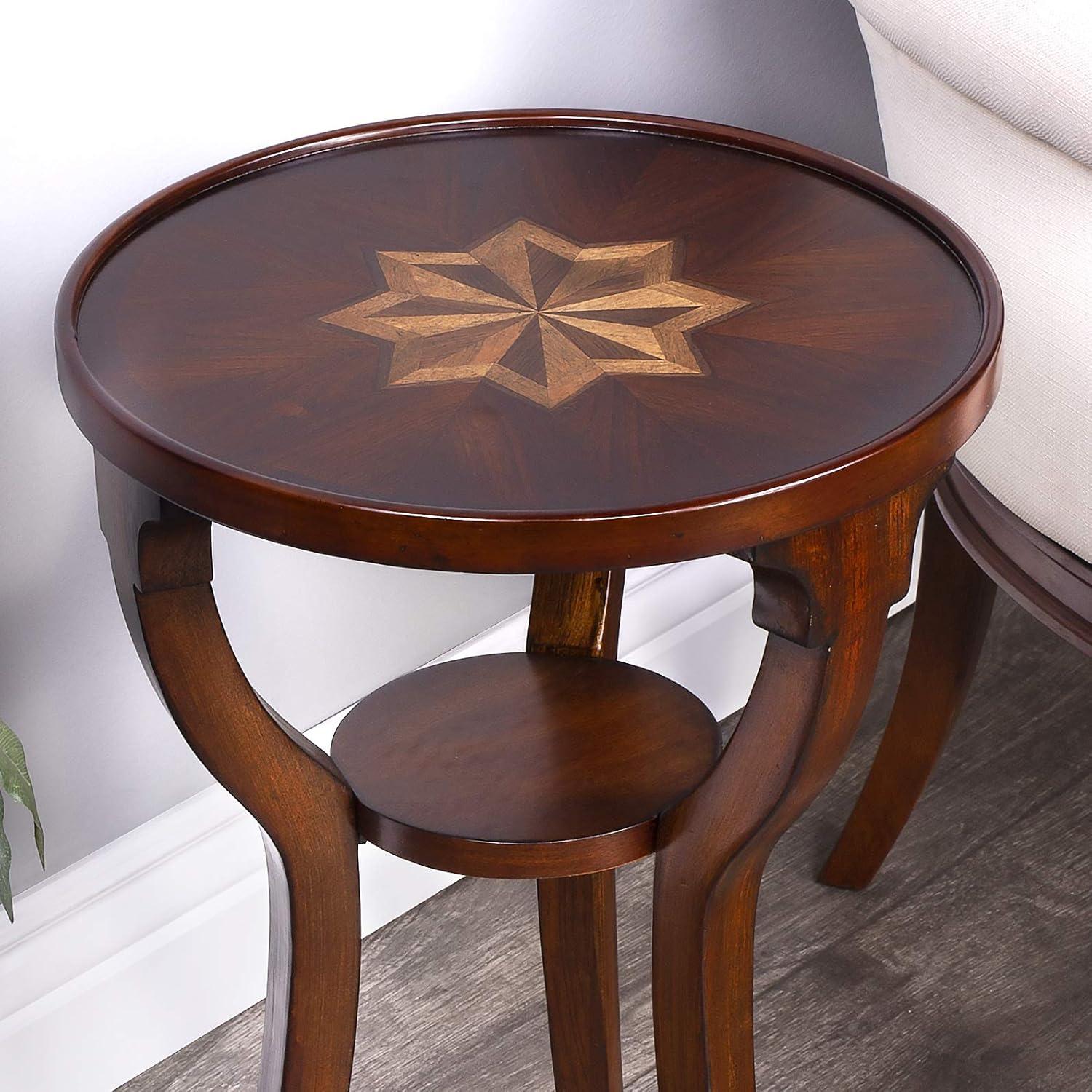 Dalton Cherry Brown Round Accent Table with Splayed Legs