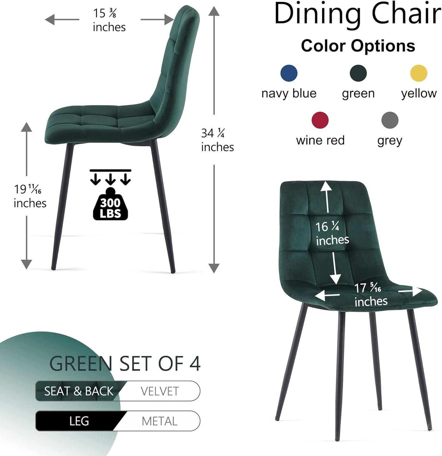 Modern Dining Chair Velvet Set of 4,Upholstered Living Room Chair with No Arms Side Chair High-Back Space Savining Accent Chair with Metal Legs for Dining Room,Living Room, Yellow