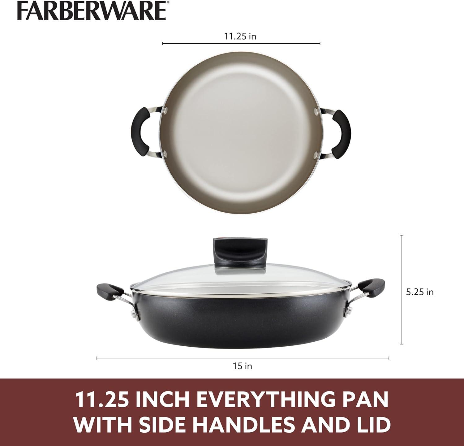 Black Aluminum Nonstick Everything Pan with Lid and Handles