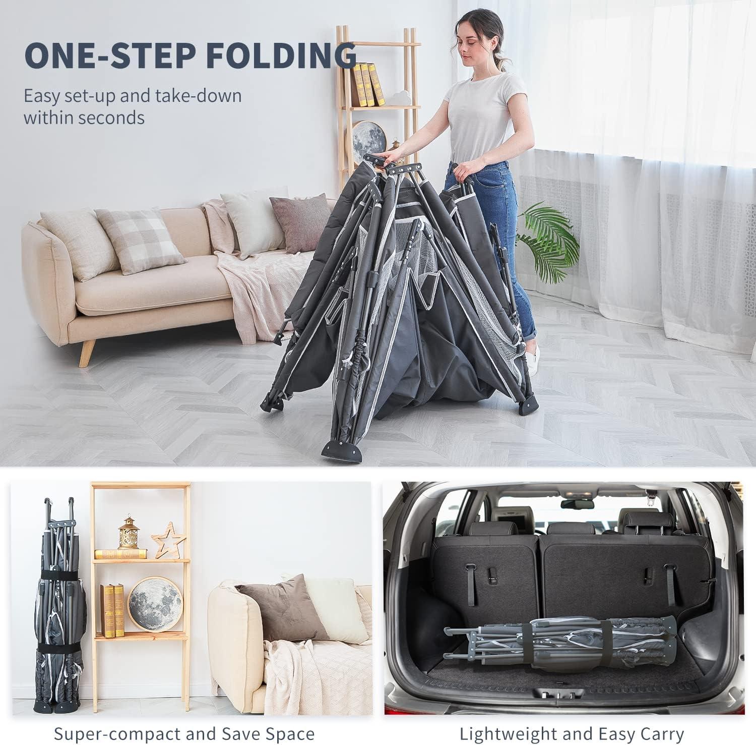 Yobear Foldable Baby Playpen, Yobear Playpen For Babies And Toddlers With 50 Pcs Ocean Balls & 2 Handles, Indoor & Outdoor Kids Safety Play Pen Area, Portable Travel Play Yard