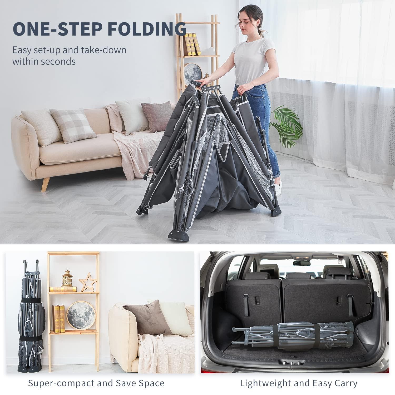 Yobear Foldable Baby Playpen, Yobear Playpen For Babies And Toddlers With 50 Pcs Ocean Balls & 2 Handles, Indoor & Outdoor Kids Safety Play Pen Area, Portable Travel Play Yard