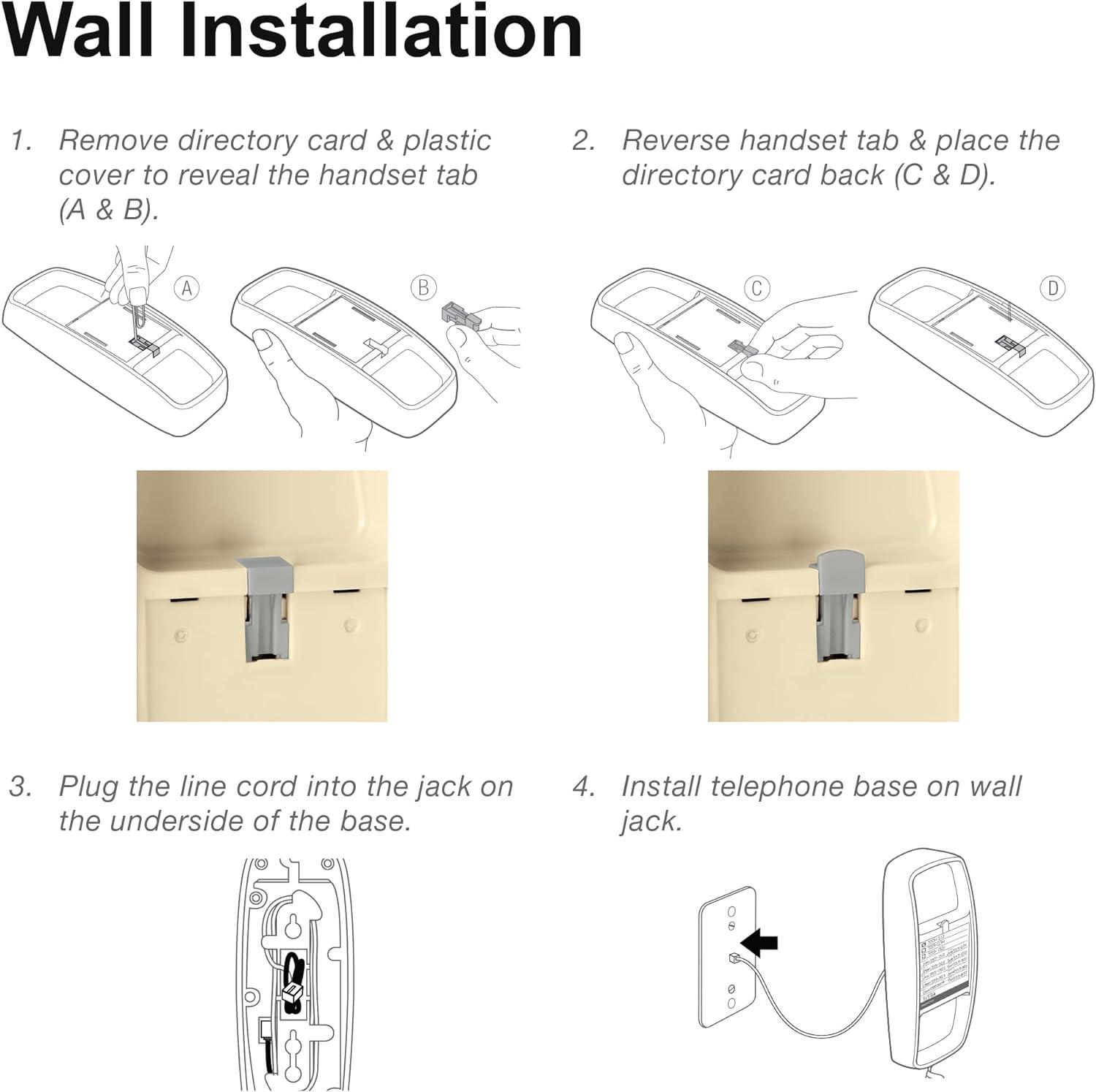 AT&T TRIMLINE 210 Corded Home Phone, No AC Power Required, Improved Easy-Wall-Mount, Lighted Big Button Keypad, 13 SpeedDial Keys, Last Number Redial, Mute, Flash, Volume Control, Beige