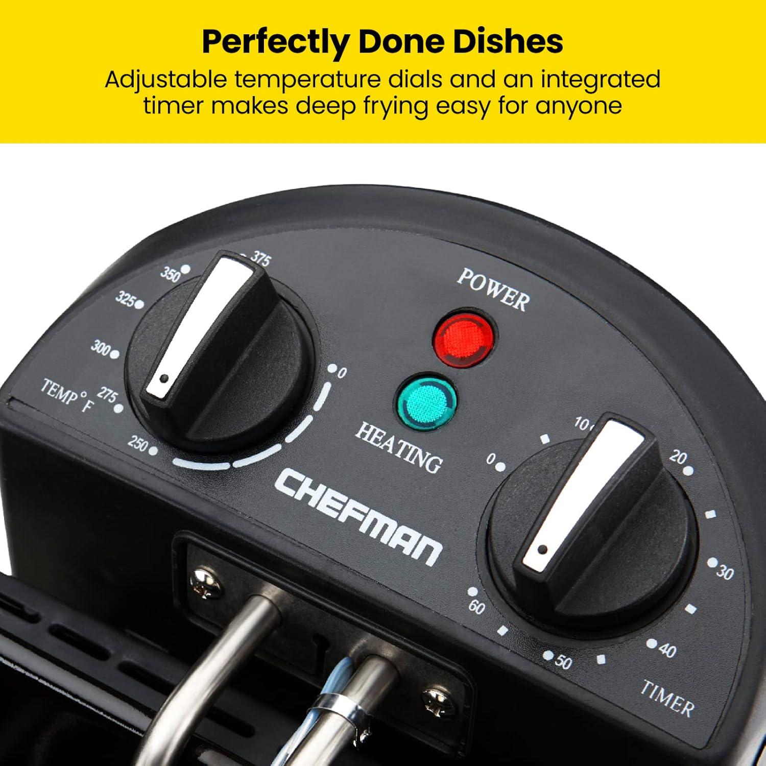 Chefman 4.5L Deep Fryer, XL Capacity, Adjustable Temperature & Timer - Stainless Steel, New