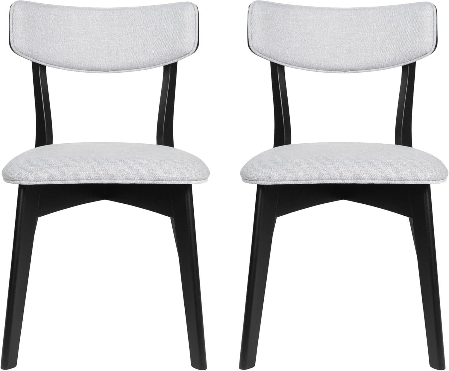 Christopher Knight Home Set of 2 Chazz Upholstered Dining Chairs Light Gray/Matte Black