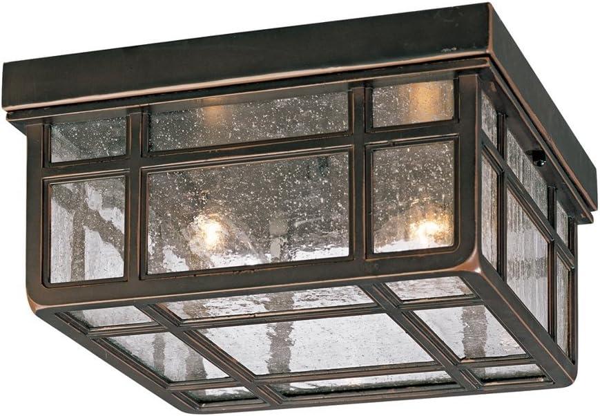 Sierra Craftsman 14" Rubbed Bronze Clear Glass Outdoor Ceiling Light
