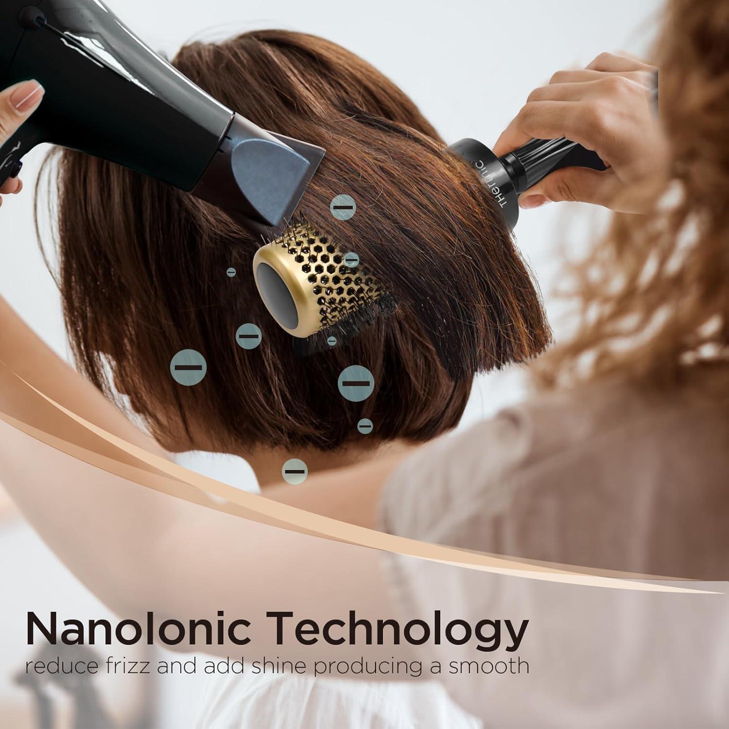 Round Brush for Blow Drying,Ceramic Barrel & Antistatic Bristles, Salon Blowout Hair Styling for Wet or Dry (Includes 4 Clips)