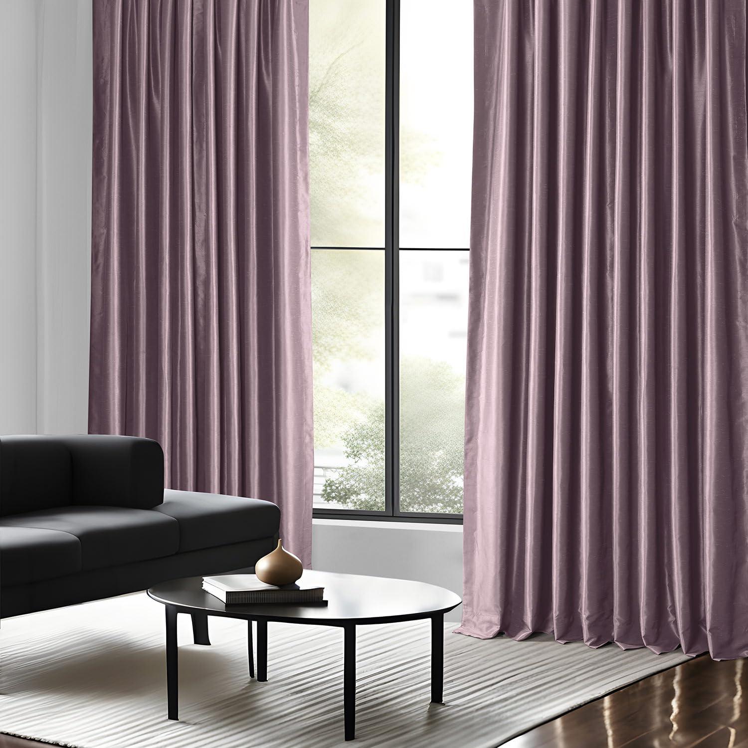 Rayne Vintage Textured Faux Dupioni Silk Room Darkening Curtains Window Single Curtain Panel