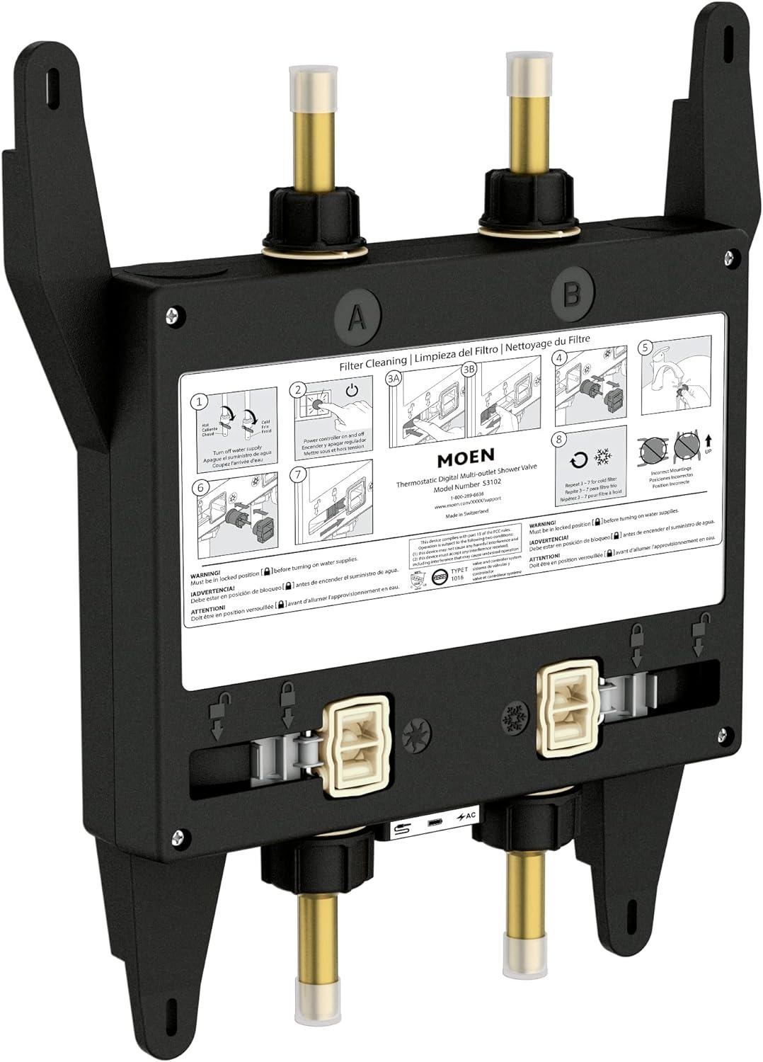 Smart Shower 2-Outlet Digital Thermostatic Shower Valve with 1/2" Connections