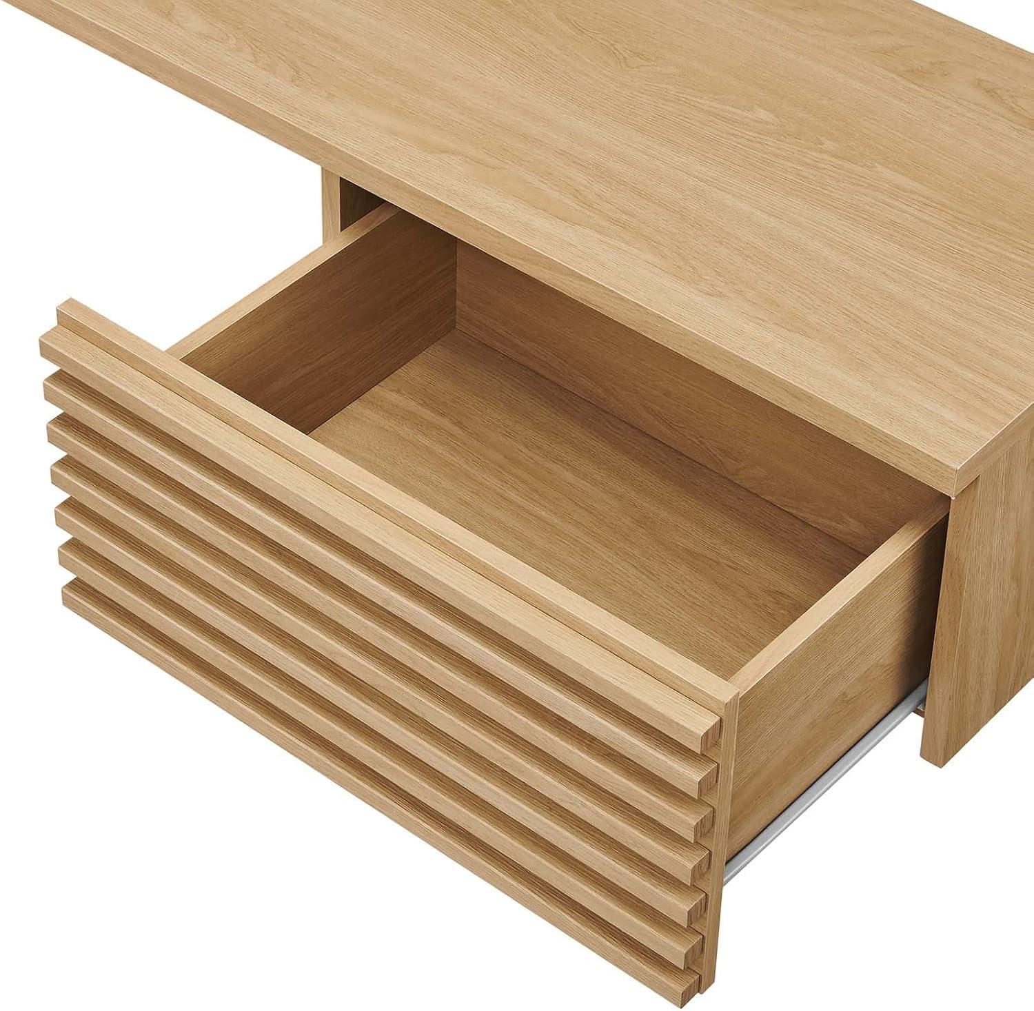 Modway Render Wall Mount Corner Office Desk in Oak