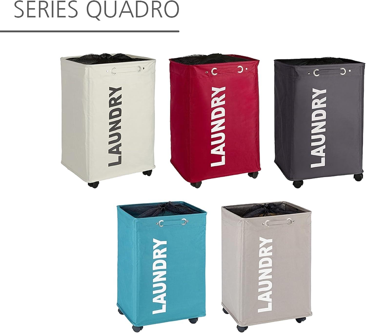 Laundry Basket with Wheels, Sorter, With Lid, Storage, Laundry Hamper, Laundry Bin, Slim red