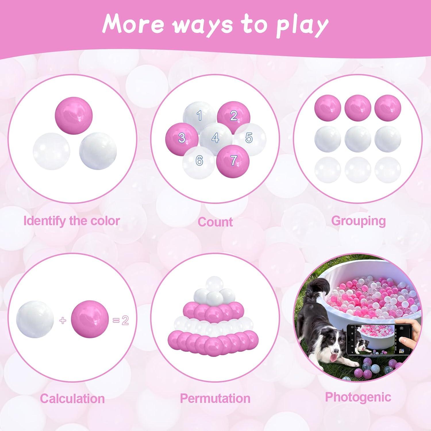 Anvazise 100Pcs Ball Pit Balls Thickened Eco-friendly Smooth Reusable Bite-resistant Hand-on Ability PE Material Macaron Color Pit Balls Kindergarten Toy