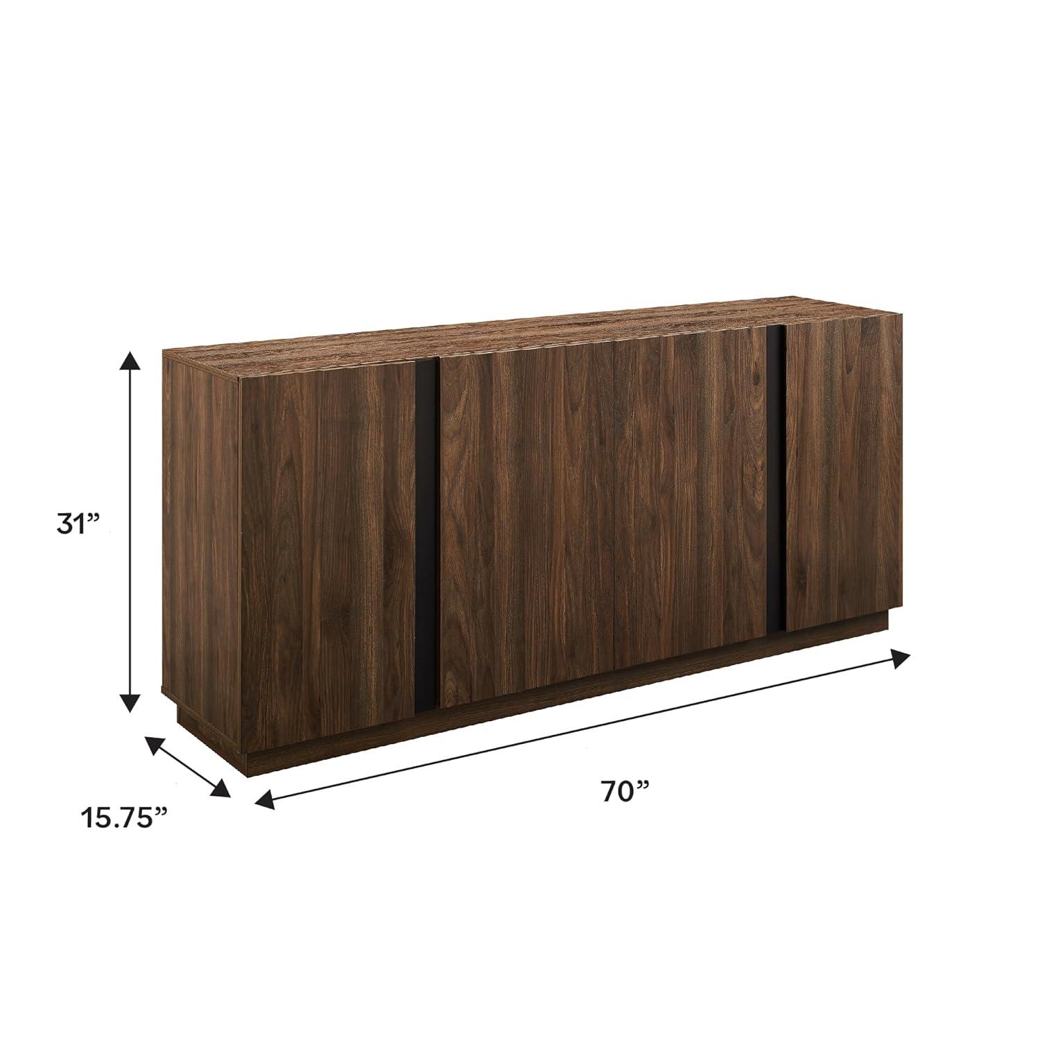 Walker Edison Liss Contemporary 4-Door Minimalist Sideboard, 70 Inch, Dark Walnut
