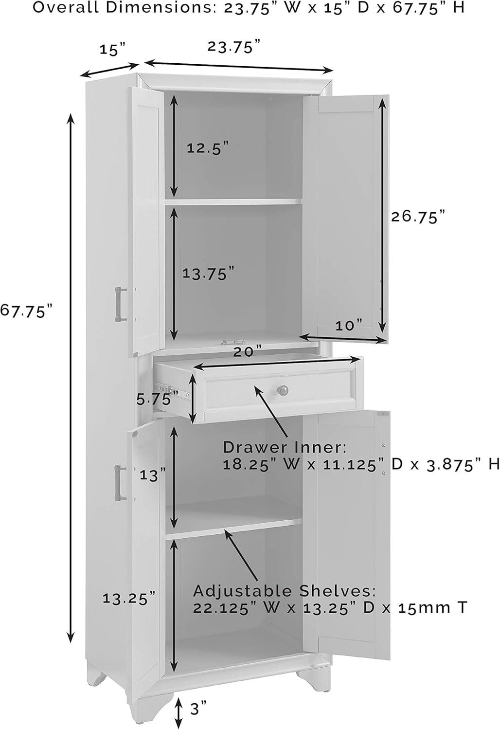 Crosley Furniture Tara 2-Piece Pantry Storage Cabinet Set with Shelves, Kitchen, Dining, or Laundry Room