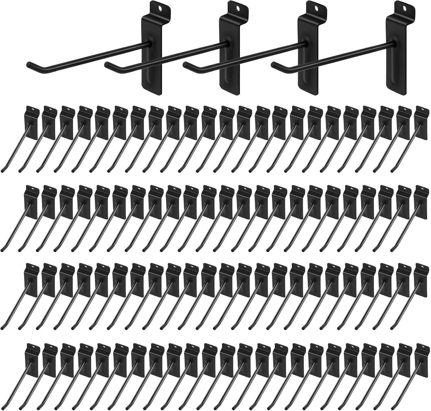 96-Pack, Polmart Slatwall Hooks Hanging Hooks for Garage & Store (6-inch, Black)