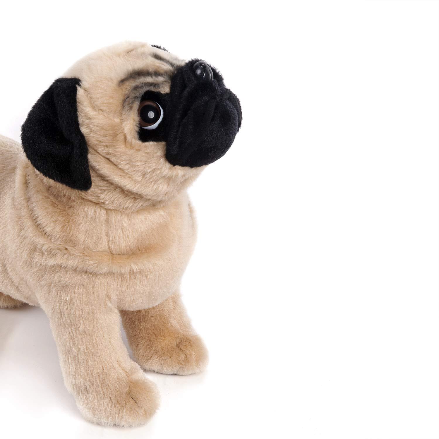 BONI 12.5 inch Brown Pug Stuffed Animal, Pug Plush Dog Stuffed Animals Gifts for Children Christmas Day Birthday